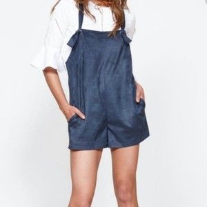 MINKPINK Medina Suede Playsuit - Navy Blue, Medium